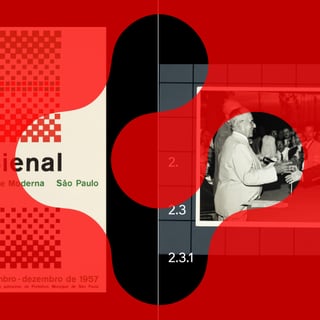 Plakat der IV Bienal im Museu de Arte Moderna São Paulo, 1957, mit Schwarz-Weiss-Foto von Händeschütteln.