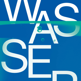 Plakat mit Text 'WASSER', Museum für Gestaltung Zürich, Ausstellung 2024-2025.