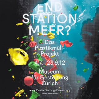 Unterwasserwelt mit Plastikabfall und Ausstellungstexten.