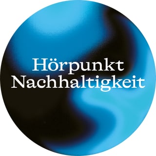 Hörpunkt Nachhaltigkeit, schwarz-blauer Hintergrund.