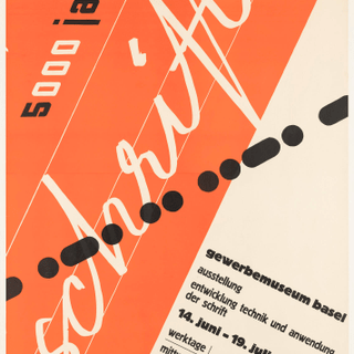 Plakat für Ausstellung über Schrift im Gewerbemuseum Basel, 1936.",