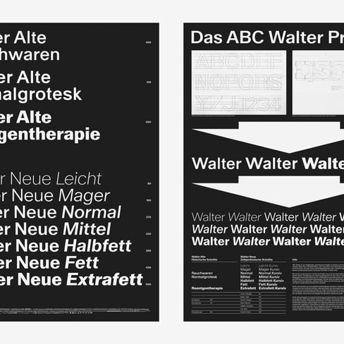 Typografie-Poster des Walter-Projekts mit Schriftartenstilen.",