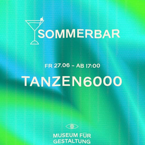 Sommerbar Flyer mit Datum und Museum für Gestaltung Logo.