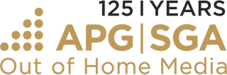 Logo von APG|SGA Out of Home Media, 125 Jahre Jubiläum.