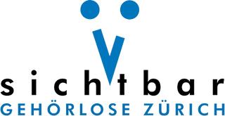 Logo mit stilisiertem Gesicht in Blau und Text darunter.