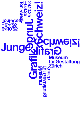 Blauer Text in Kreuzform auf weissem Hintergrund.