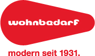 Wohnbedarf-Logo, modern seit 1931, in Rot."  