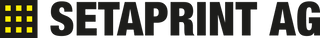 Logo von SETAPRINT AG mit gelben Quadraten.