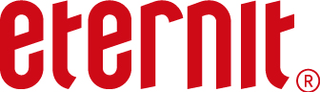 Logo von Eternit in roter Schrift.