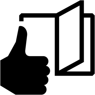 Symbol Daumen hoch mit offenem Buch.