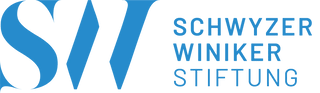 Logo der Schwyzer Winiker Stiftung in Blau und Schwarz.