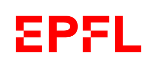 Rotes EPFL-Logo auf schwarzem Hintergrund.