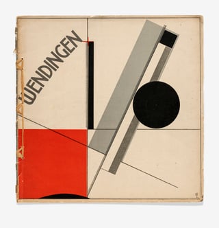 Abstrakte Grafik mit geometrischen Formen und Text 'Wendingen'.