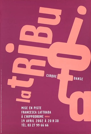 Poster für La Tribu mit Zirkus- und Tanzdetails in Pinktönen.