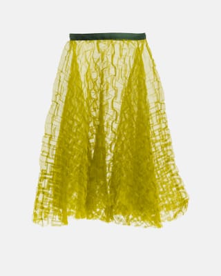 Gelber durchsichtiger Rock mit grünem Bund.