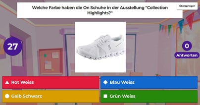 Frage über die Farbe von On-Schuhen mit Auswahlmöglichkeiten.