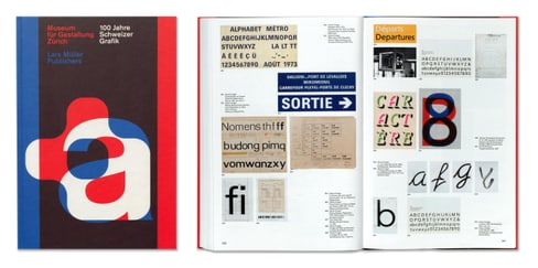 Buchcover und Innenseite mit Typografie-Beispielen.