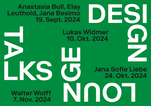 Design Talks 2024 Veranstaltungsplakat mit Terminen und Namen.