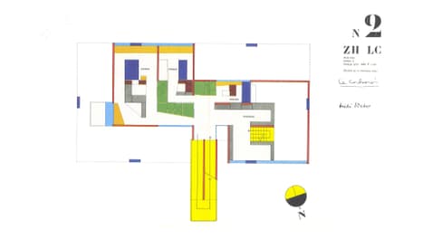 Farbiges Architekturgrundrissdiagramm.