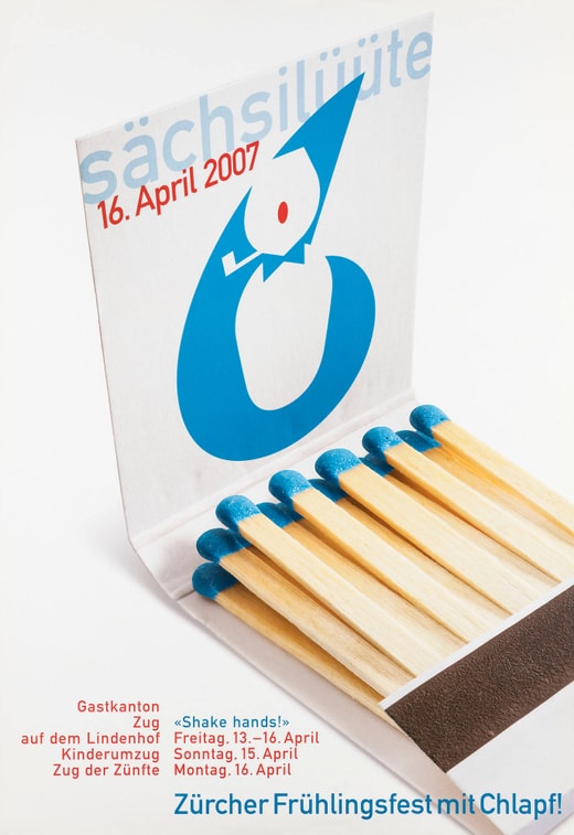 Plakat für Sächsilüüte 2007 mit Streichholzschachtelmotiv.