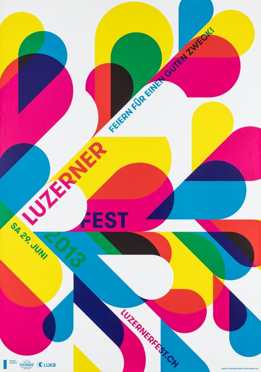 Bunter geometrischer Luzerner Fest 2013 Poster.
