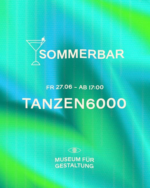 Sommerbar Flyer mit Datum und Museum für Gestaltung Logo.