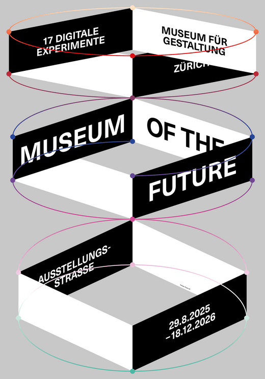 Grafik für Museum der Zukunft-Ausstellung, Zürich, 2025-2026.